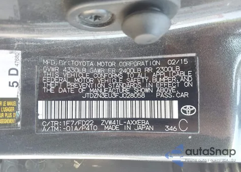 2015 Toyota Prius V Two from USA, damaged, VIN JTDZN3EU3FJ028058